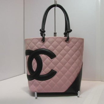 CHANEL シャネル カンボンライン コピー CH-BAG135 ミディアム トートバッグ ピンク ブラック 牛革（カーフ）